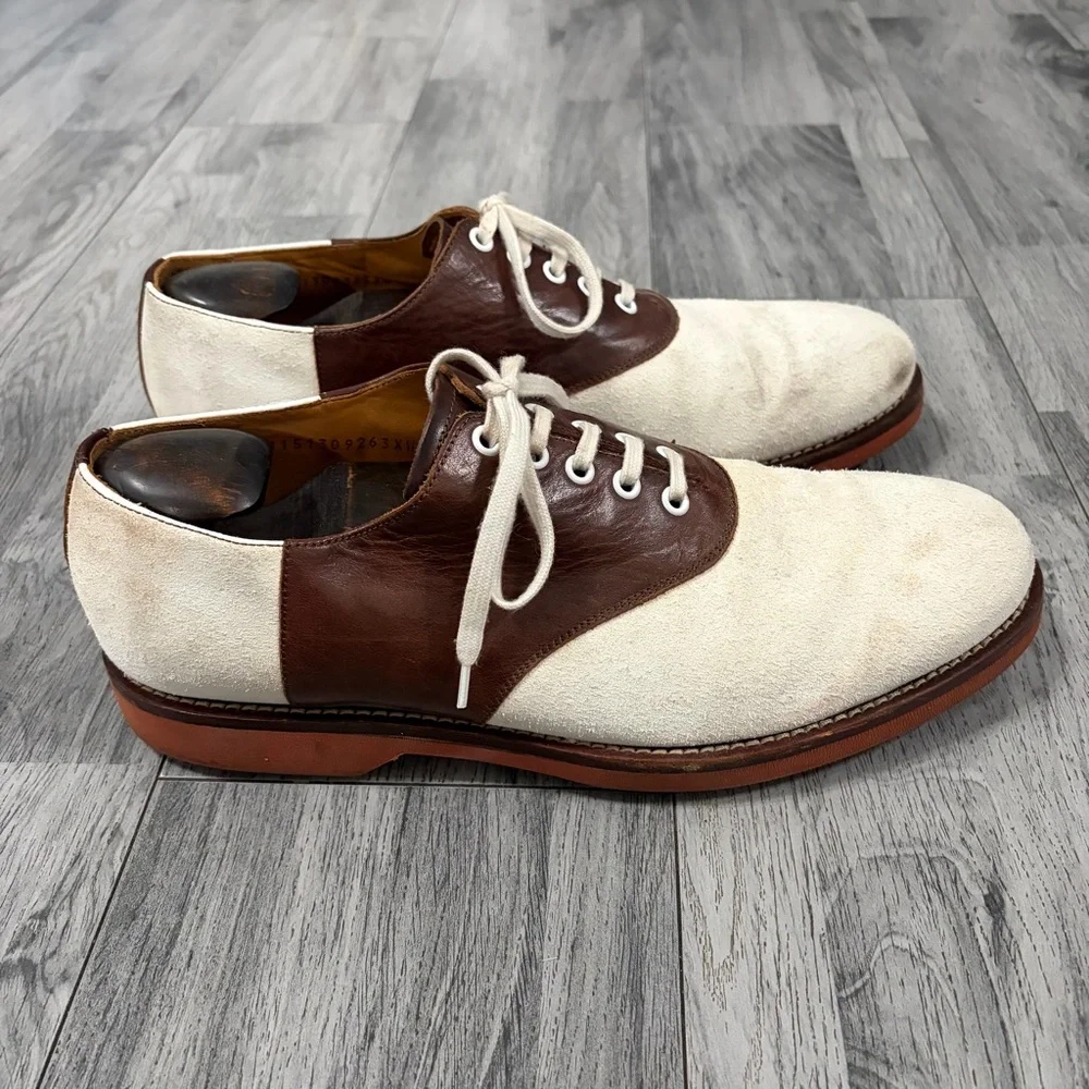 RALPH LAUREN Saddle Classic Two-Tone Men's Shoes Made in Italy Sz 11D